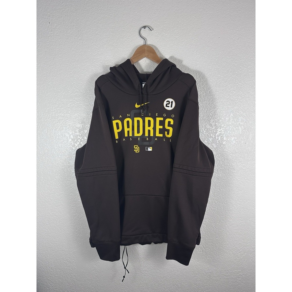 Nike San Diego Padres Therma-FIT MLB Baseball Brown Pullover Hoodie Men's XL